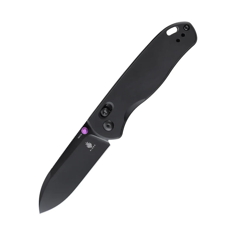 Kizer V3619A2 Vanguard Drop Bear Folding Knife Black Drop Point Blade with Black Aluminum Handles
