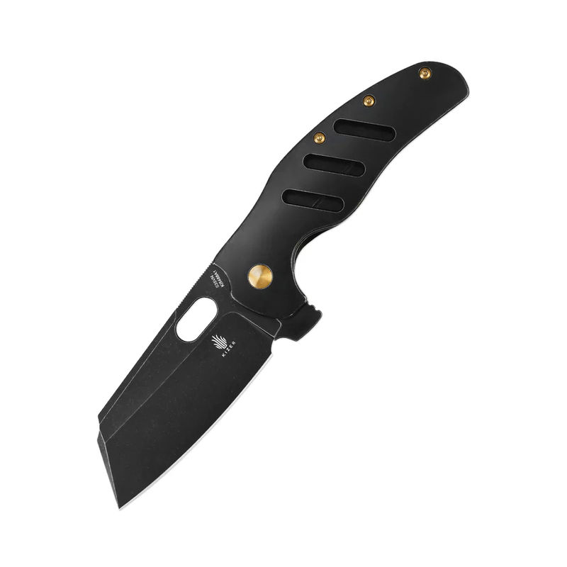 Kizer Ki5488A1 Sheepdog C01C XL Black Stonewash Blade with Black Stonewash Titanium Handles