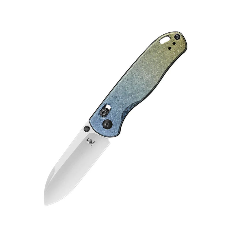 Kizer Ki3619A3 AZO Drop Bear Clutch Lock LC200N Stonewashed Drop Point Blade with Gradient Titanium Handles