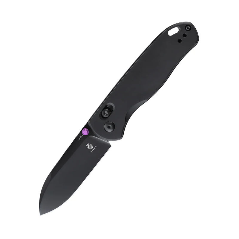 Kizer V3619C2 Vanguard Drop Bear Clutch Lock Folder Black Plain Blade with Black Aluminum Handles