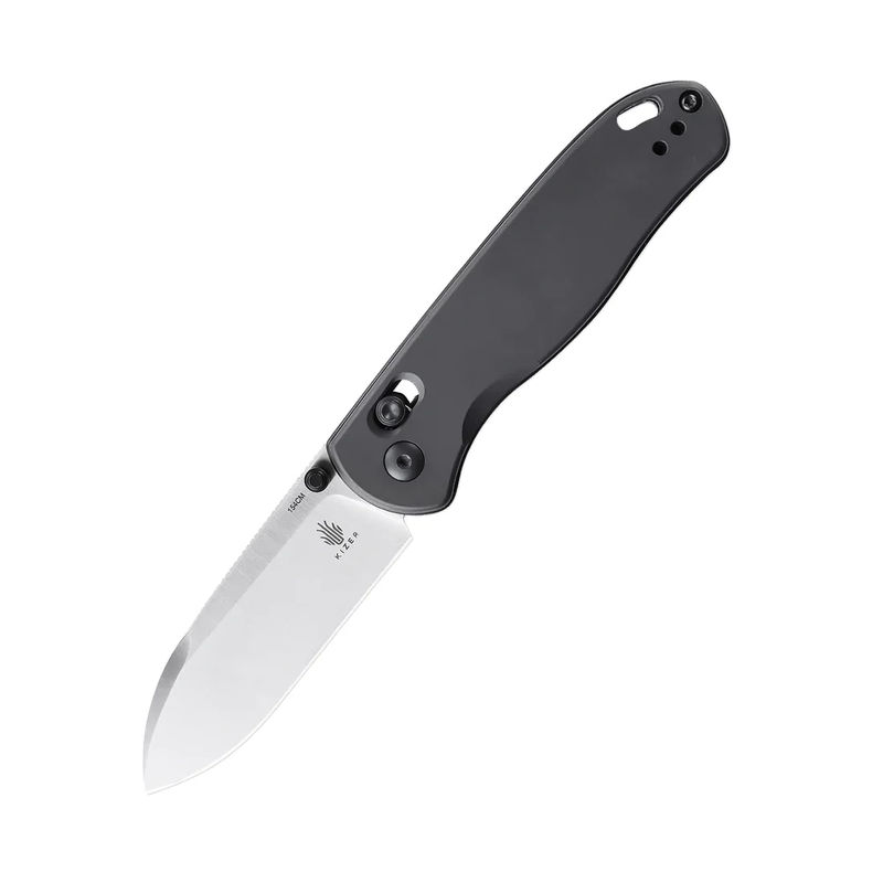 Kizer V3619A1 Vanguard Drop Bear Folding Knife Satin Drop Point Blade with Aluminum Gunmetal Handles