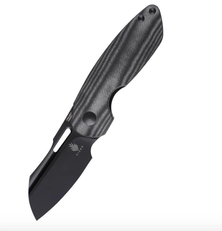 Kizer V3569A1 October Knife Black Micarta Handle CPM 20-CV Plain Black Blade