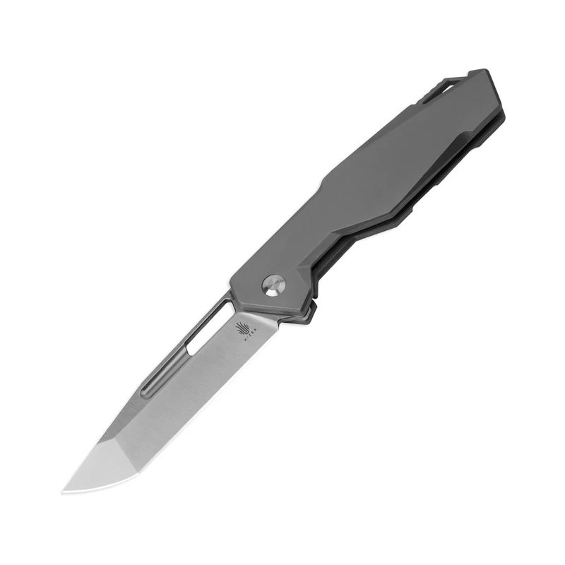 Kizer Ki3678A1 Beyond Frame Lock Thumbhole Flipper Knife Stonewash Blade with Stonewash Titanium Handles
