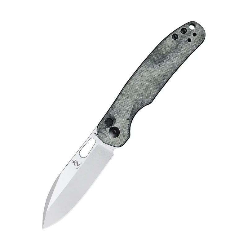 Kizer Vanguard HIC-CUP V3606C1 Button Lock Knife CPM-154CM Satin Blade with Dark Gold Carbon Fiber Handles
