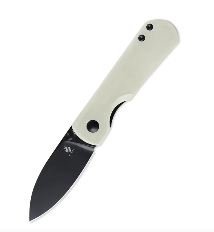 Kizer Ki3525S2 Yorkie Flipper M390 PVD Blade with White G10 Handles