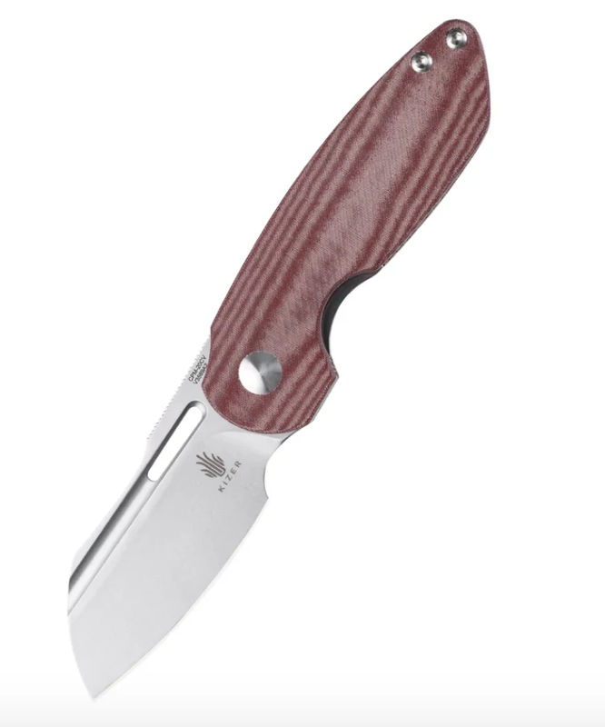 Kizer V3569A2 October Knife Red Micarta Handle CPM 20-CV Blade