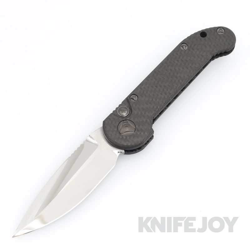 Marfione Custom Knives LUDT Mirror Polished Blade with Carbon Fiber/ Carbon Fiber Inlaid Button/ DLC Ringed Hardware