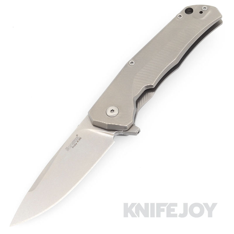 Lionsteel LSTTREGY T.R.E. Framelock Folder Stonewash M390 Blade with Grey Titanium Handles