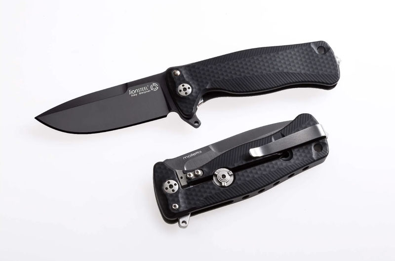 Lionsteel LSTSR22ABB Framelock Black Knife, Black Aluminum Handle