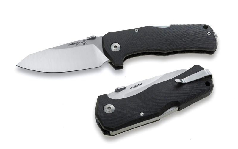 Lionsteel LSTTM1CS TM1 CS Lockback Carbon Fiber Handle with Satin Finish Blade