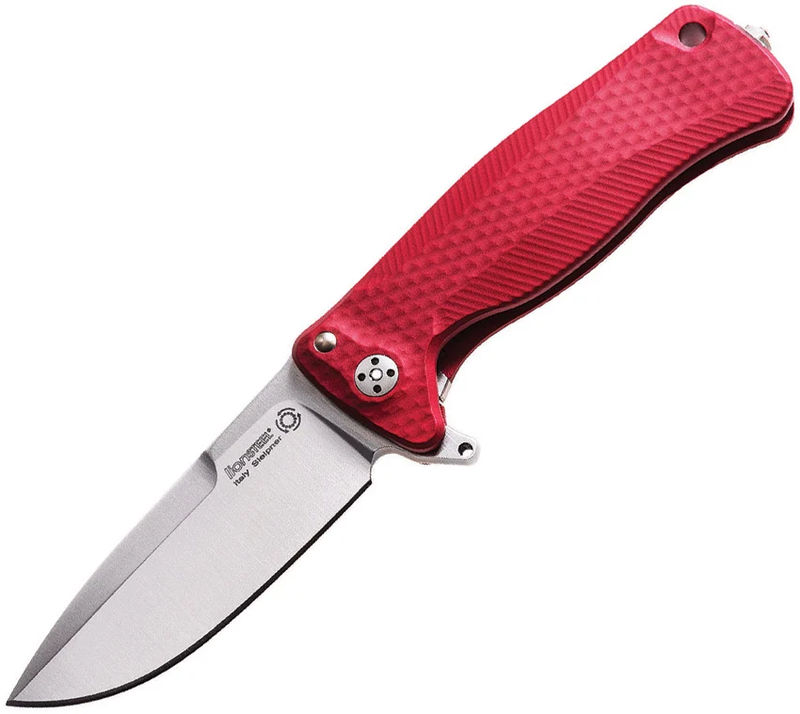 Lionsteel SR22ARS Framelock Red Satin Knife, Aluminum Handle