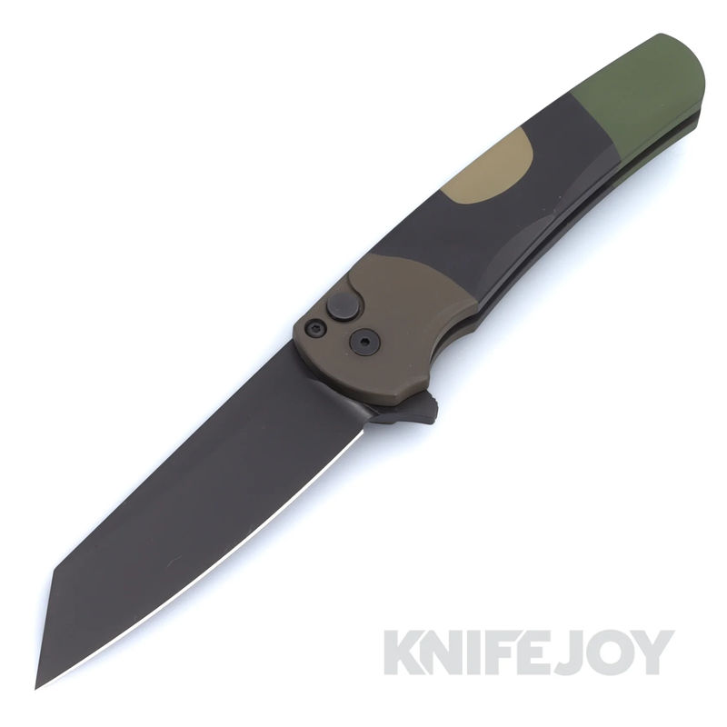 Pro-tech Knives PT.KJ.Malibu.02 KJ Exclusive Malibu Flipper Reverse Tanto Magnacut DLC Blade with M81 Camo Handles