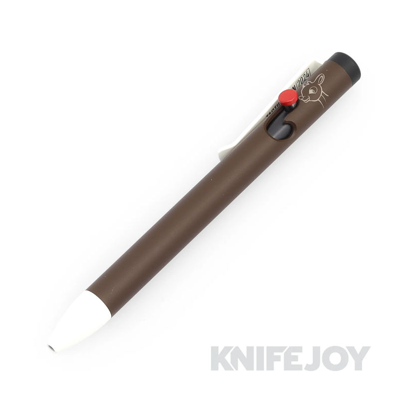 Tactile Turn KnifeJoy Exclusive Short Size Bolt Action Pen With Bright Red Bolt and Reindeer Brown Cerakote