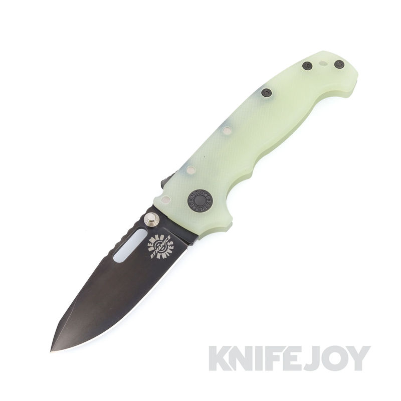 Demko Knives MGAD20S Spear Point DLC Magnacut Blade with Natural Fine Textured G10 Handles