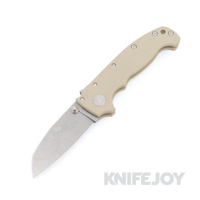 Demko Knives MGAD20 Shark Foot NO SLOT 20CV Blade with Tan Machine Textured G10 Handles