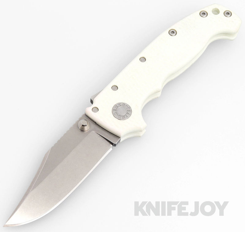 Demko Knives AD20 KnifeJoy Exclusive Bowie 20CV No Slot Blade with White G10 Handles