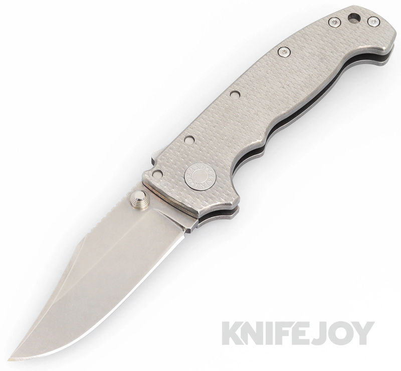 Demko Knives AD20 KnifeJoy Exclusive Bowie 20CV No Slot Blade with All Titanium Textured Handles
