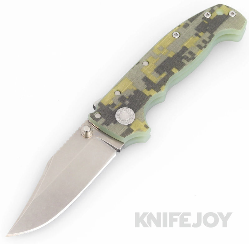 Demko Knives AD20 KnifeJoy Exclusive Bowie 20CV No Slot Blade with Camo Number 4 G10 Handles