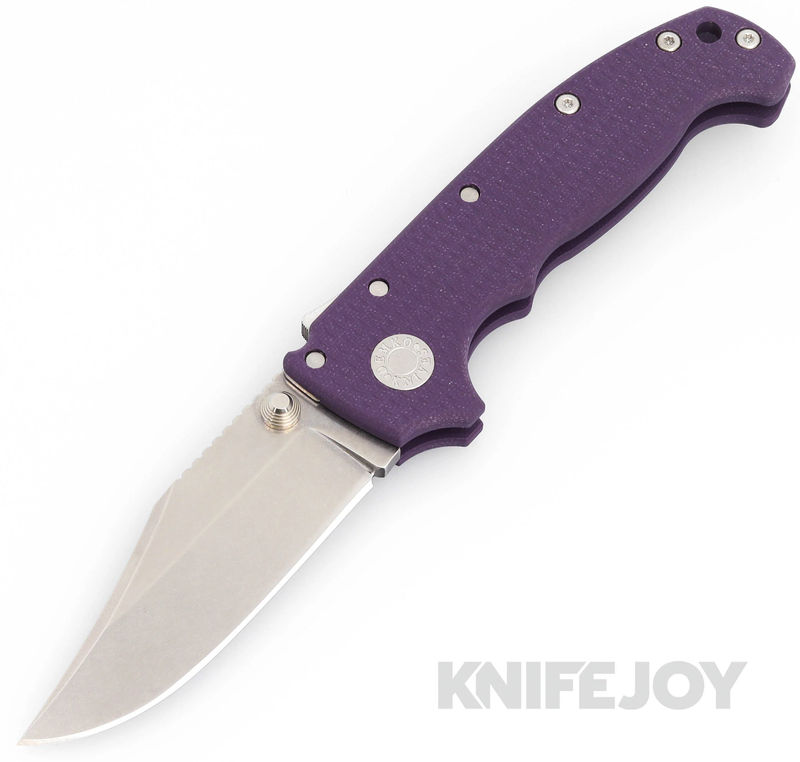 Demko Knives AD20 KnifeJoy Exclusive Bowie 20CV No Slot Blade with Purple G10 Handles