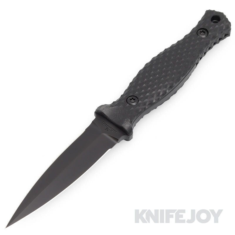 Les George Knives Galvo Dagger 3V Black Cerakote Blade with Black Diamond G10 Handles/ Leather Sheath