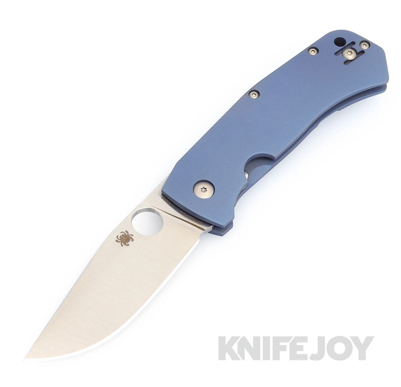 Spyderco C186TIPBL KnifeJoy Exclusive Slysz Bowie Folder M390 with Anodized Blue Ti Handle