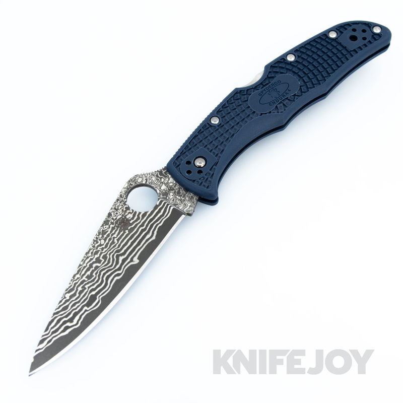 Spyderco C10FPNBD Endura KnifeJoy Exclusive KJ Steel Blue FRN Damascus Knife