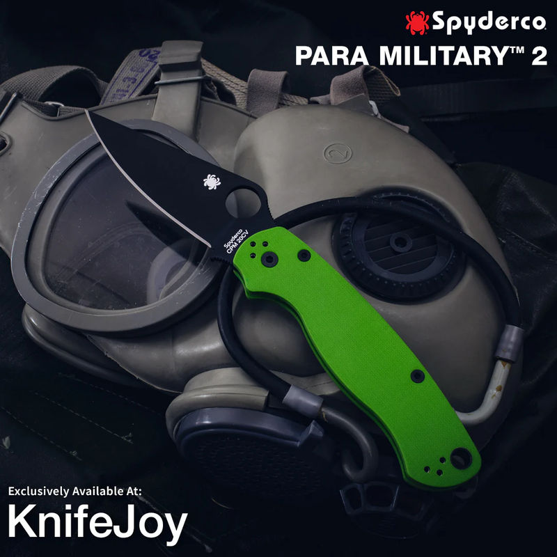 Spyderco C81GPNGRBK2 Paramilitary 2 KnifeJoy Exclusive Lime Green Black Blade Knife