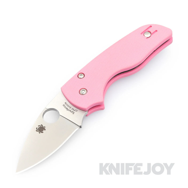 Spyderco C230GPPN Lil' Native Compression Lock Folding Knife KnifeJoy Exclusive S45VN Plain Blade with Pink G10 Handles