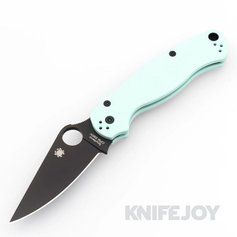 Spyderco C81GPTLBK2 Paramilitary 2 MGE Exclusive DLC S90V Blade with Teal G10 Scales (Blackout Hardware)