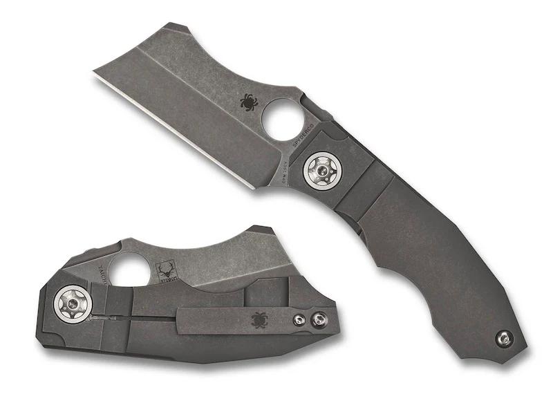 Spyderco C260TIP Stovepipe Folding Knife CPM-20CV Cleaver Blade Titanium Handles
