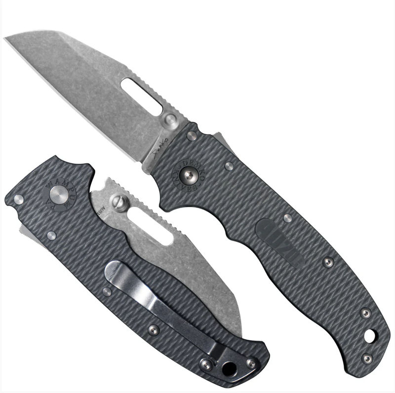 Demko Knives AD20.5 Shark Foot AUS-10A Blade Shark Lock with Gray Textured Grivory Handles