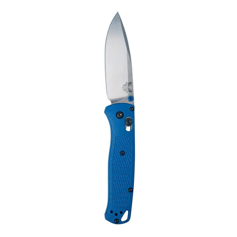 Benchmade Bugout 535 Knife, Plain Satin Blade, Blue Grivory Handle
