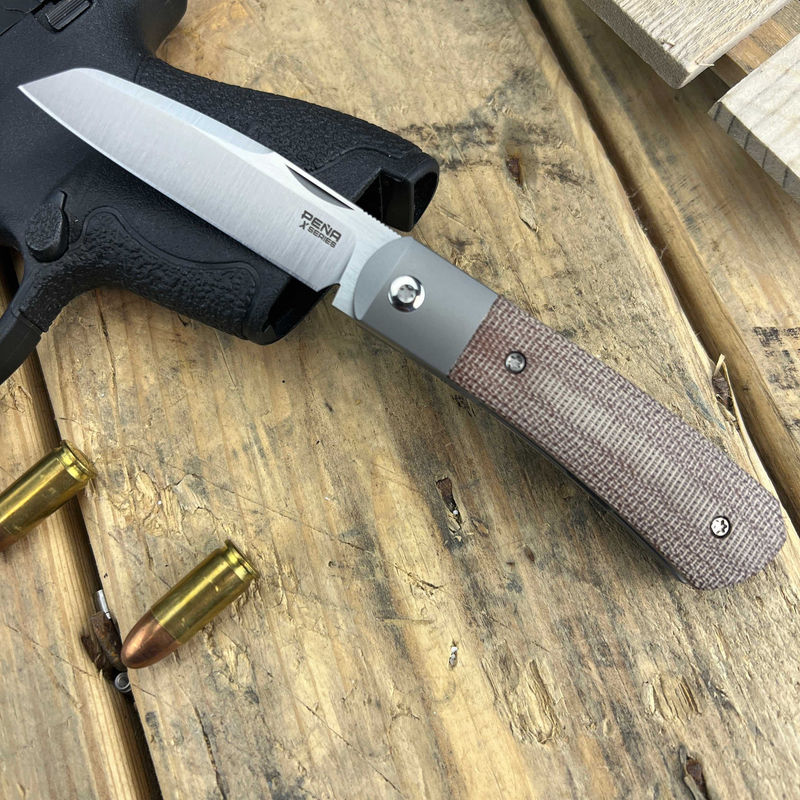 Enrique Pena X Series Apache Front Flipper Brown Micarta Knife