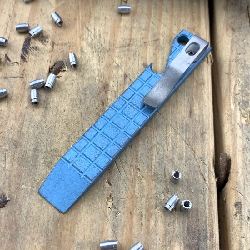 Maverick Customs 4" Frag Light Blue Anodized EDC Pry Bar Tool