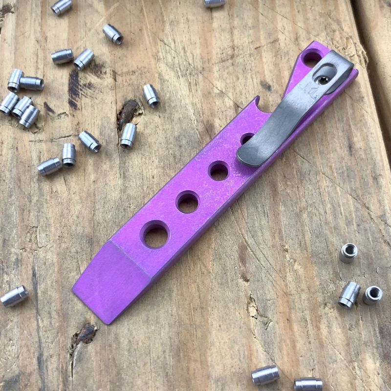 Maverick Customs 4" Drilled Purple Anodized EDC Pry Bar Tool