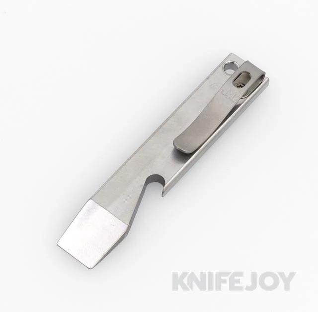 Maverick Customs 3.8" Plain Titanium Pocket Pry Bar/ Bottle Opener with Pocket Clip