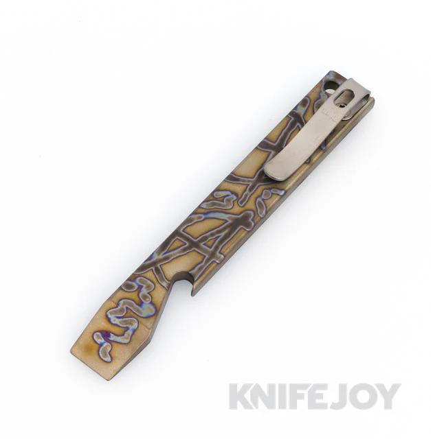 Maverick Customs 5.0" Anarchy Flamed Titanium Pocket Pry Bar/ Bottle Opener with Pocket Clip