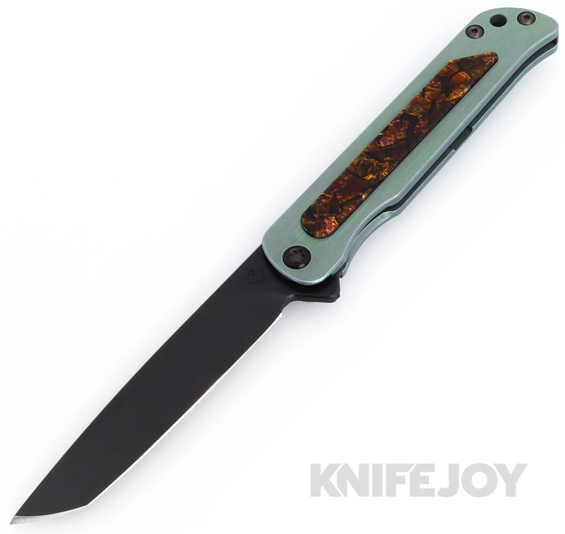 Medford Knives T-Bone S45VN Tumbled Tanto Blade with Antique Green Handles/ Black Hardware/ DLC Clip