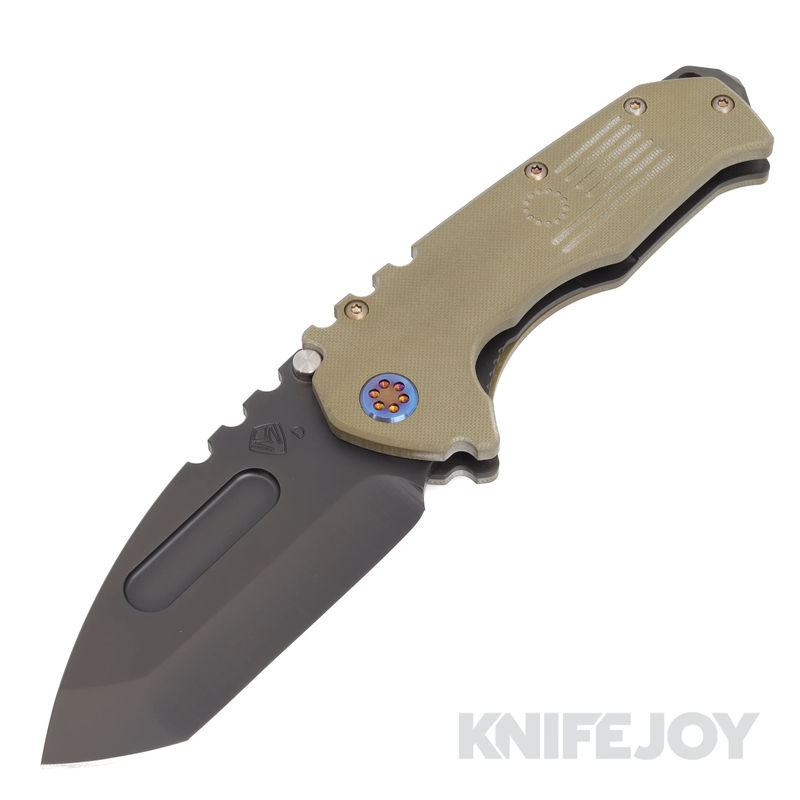 Medford Knives Praetorian Scout M/P D2 PVD Tanto Blade with OD Green G10 Handles/ Flamed Hardware/ PVD Clip