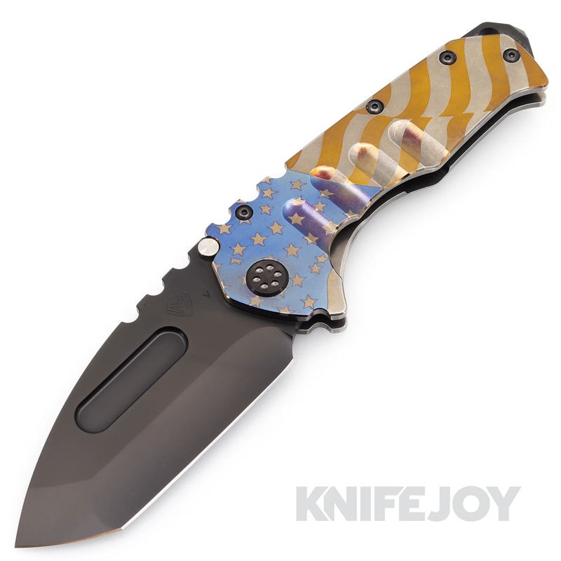 Medford Knives Praetorian "T" CPM 20CV PVD Tanto Blade with Tumbled American Flag Handles/ PVD Hardware and Clip KJ Exclusive