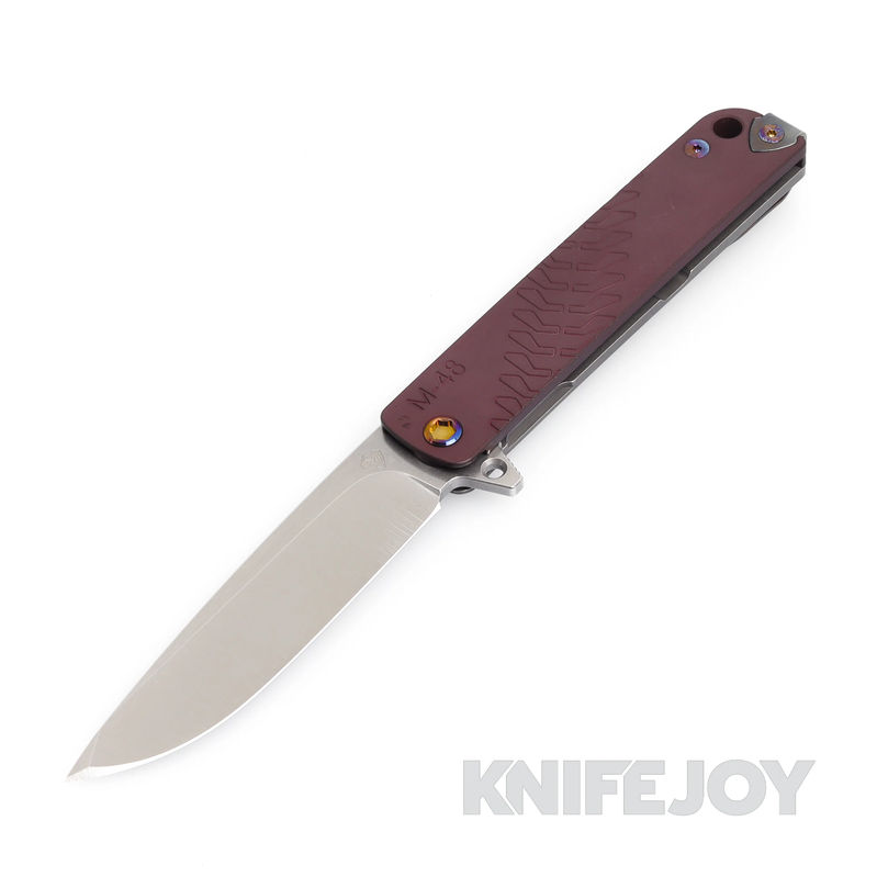 Medford Knives M-48 S35VN Tumbled Blade with Red Handle/ Tumbled Spring/ Flamed HW and Clip