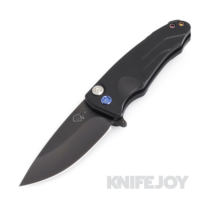 Medford Smooth Criminal Flipper Knife S35VN PVD Blade with Black Aluminum Handles/ Blue Hardware