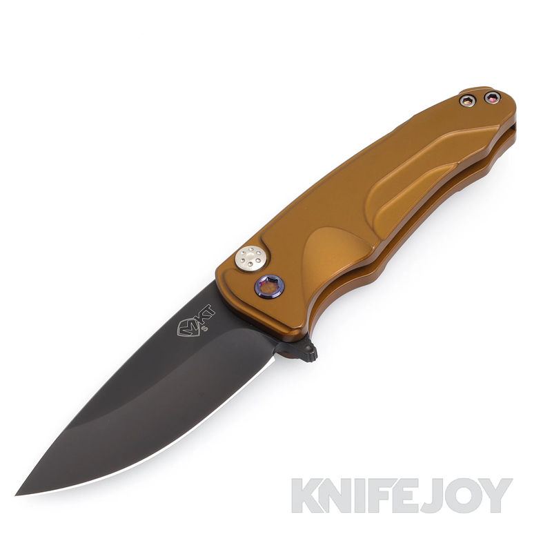 Medford Smooth Criminal Flipper Knife S35VN PVD Blade with Dijion Yellow Handles/ Flamed Hardware and Clip