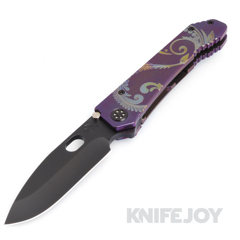 Medford Knives 187 DP 20CV PVD Blade with Violet Filigree Handles/ PVD Hardware & Clip KJ Exclusive