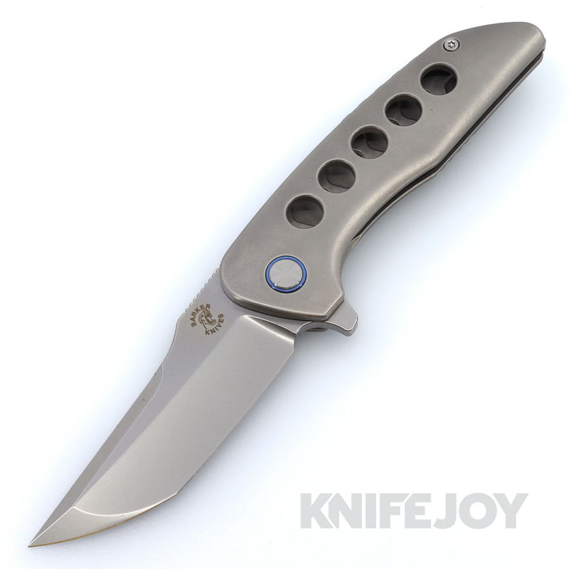 Mechforce Barker Collab Hokkaido Folder with Stonewash Magnacut Blade and Drilled / Chamfered Satin Ti Handle