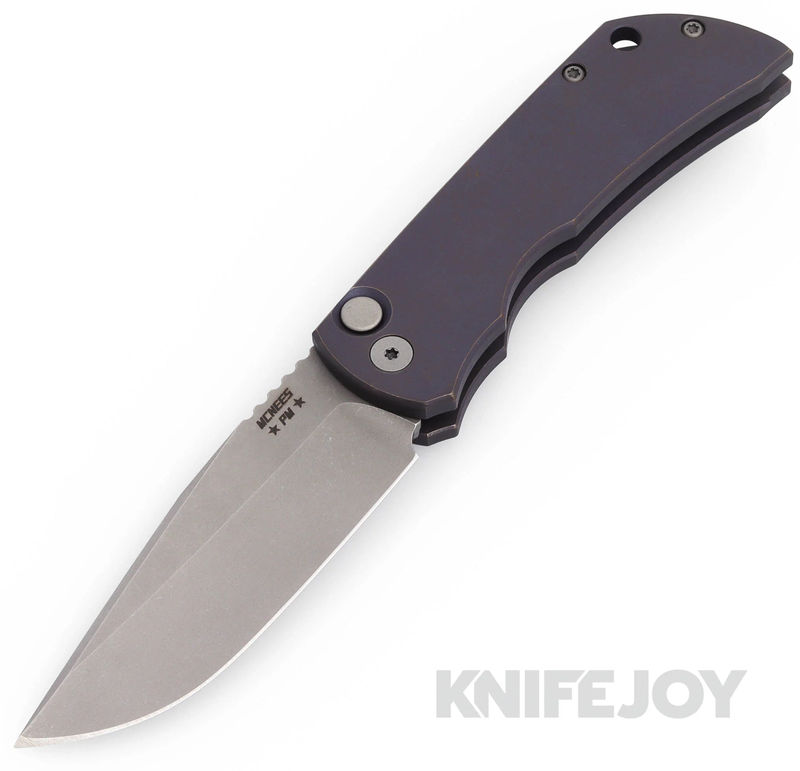 McNees Knives PM AUTOMAC Gen2 Magnacut Blade and Atomic Purple/Bronze Titanium Handles
