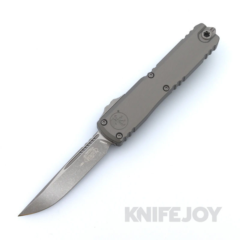 MICROTECH 1121-10APNC Ultratech ZBP GEN III OTF Auto Single Edge Apocalyptic Blade with Natural Clear Anodized Aluminum Handles