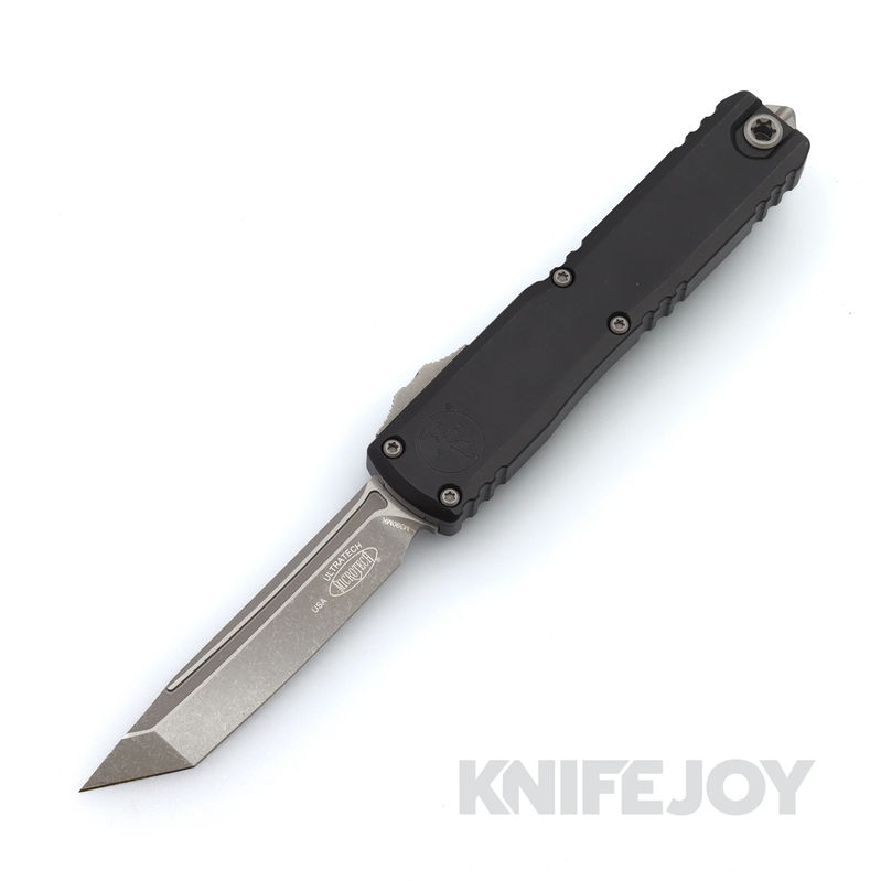 MICROTECH 1123-10 Ultratech ZBP OTF GEN III Auto Tanto Edge Apocalyptic Standard Blade with Black Aluminum Handles