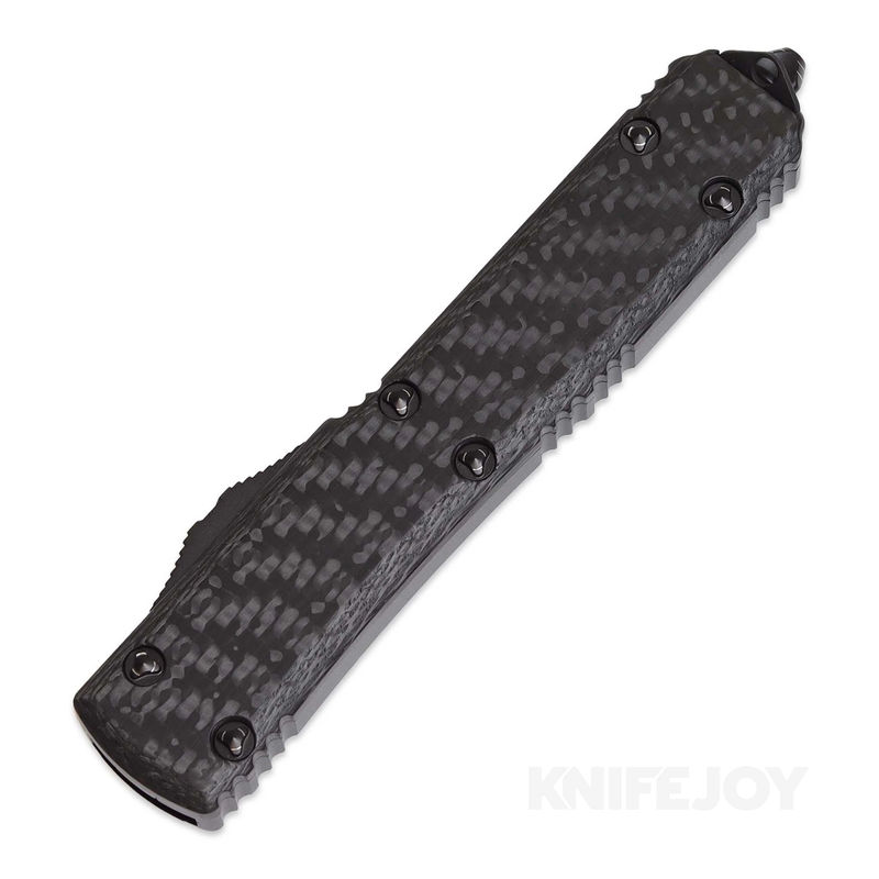 MICROTECH 122-16CFS Ultratech OTF Auto Signature Series Double Edge Damascus Standard Blade with Carbon Fiber Handles - Clearance-Open Box