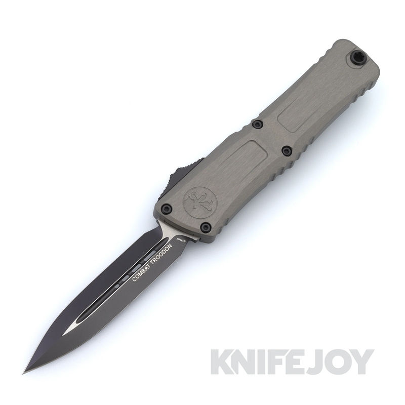 MICROTECH 1142-1NC Combat Troodon Gen III OTF Auto Double Edge Standard Blade with Natural Clear Aluminum Handles
